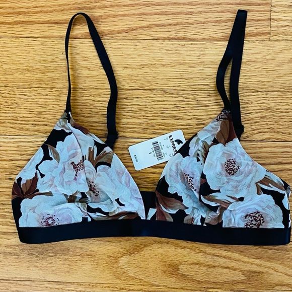 Express Other - Express Bralette Women’s Small Floral Adjustable Straps No Padding Bra NWT